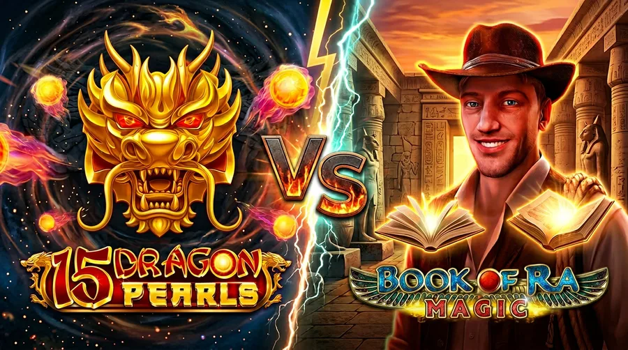 15-dragon-pearls vs book-of-ra-magic Comparison Banner