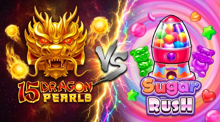 15-dragon-pearls vs sugar-rush Comparison Banner