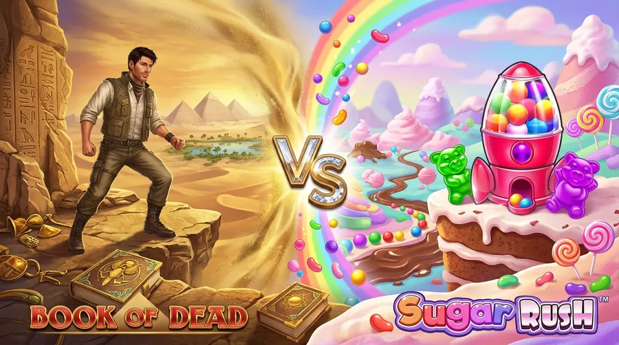 book-of-dead vs sugar-rush Comparison Banner