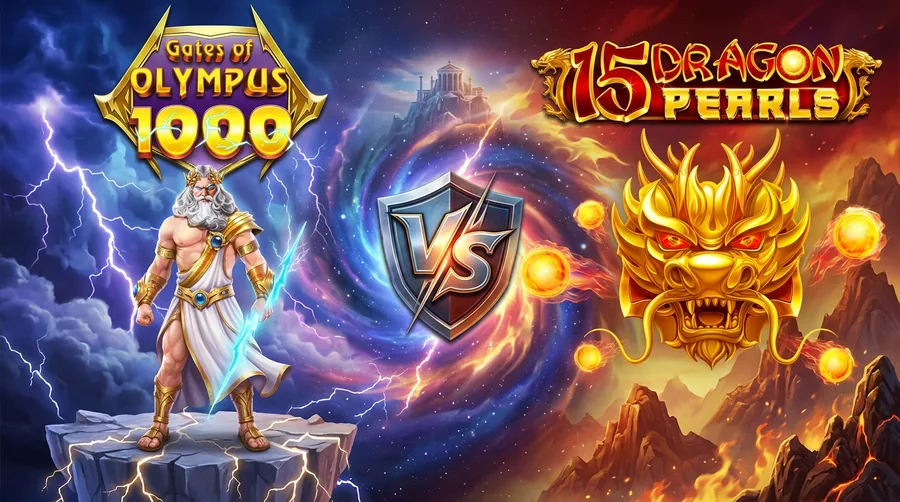 gates-of-olympus-1000 vs 15-dragon-pearls Comparison Banner