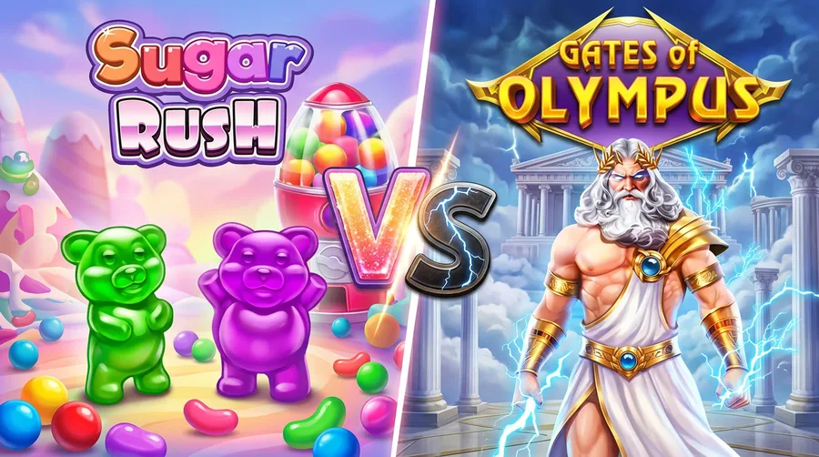 sugar-rush vs gates-of-olympus Comparison Banner