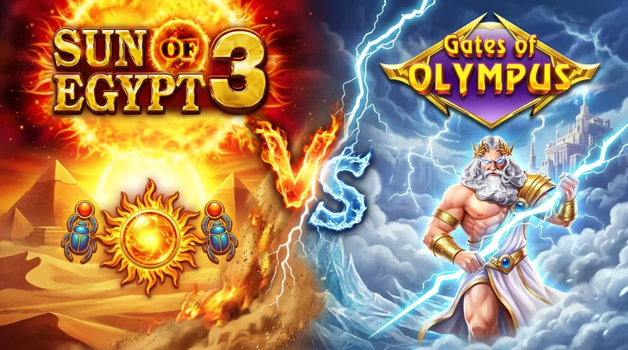 sun-of-egypt-3 vs gates-of-olympus Comparison Banner
