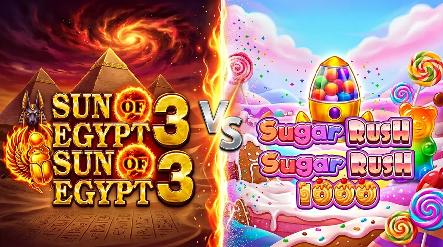 sun-of-egypt-3 vs sugar-rush-1000 Comparison Banner