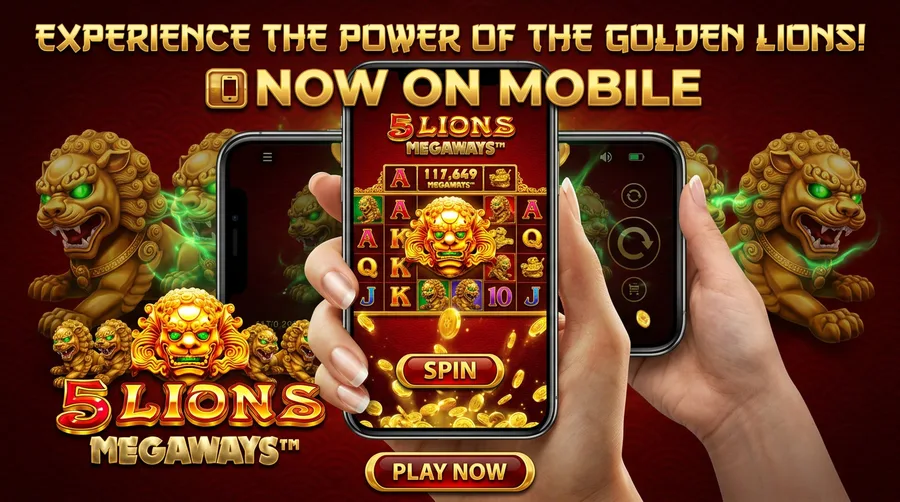 5 Lions Megaways Mobile Gaming Banner