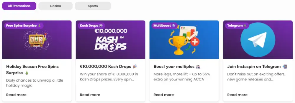 Instaspin Bonuses